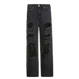 Prettyswomen Holes Casual Black Ripped Jeans Woman Harajuku High Waist Denim Trousers Vintage Distressed Pants Capri Summer