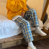 Harajuku Plaid Pants Women Oversize Wide Leg Trousers Female Korean Style High Waist Checkered Pajama 2022 Spring Summer