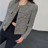 Prettyswomen New Autumn Winter Korean Women's Single Breasted Brand Luxury Chic Tweed Woolen Coat Retro Suit Jacket Top Casaco Outwear