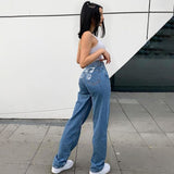 Prettyswomen Butterfly Print Women Jeans Street Y2k Jeans Blue High Waist Straight Traf Trousers Japanese Khaki Long Pants Cotton Jeans Woman