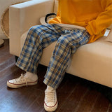 Harajuku Plaid Pants Women Oversize Wide Leg Trousers Female Korean Style High Waist Checkered Pajama 2022 Spring Summer