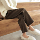 Christmas Gifts  Elegant Grandma High Waist Corduroy Radish Pants Women Bottom 2022 New Autumn Winter OL Solid Loose Casual Trousers Femme