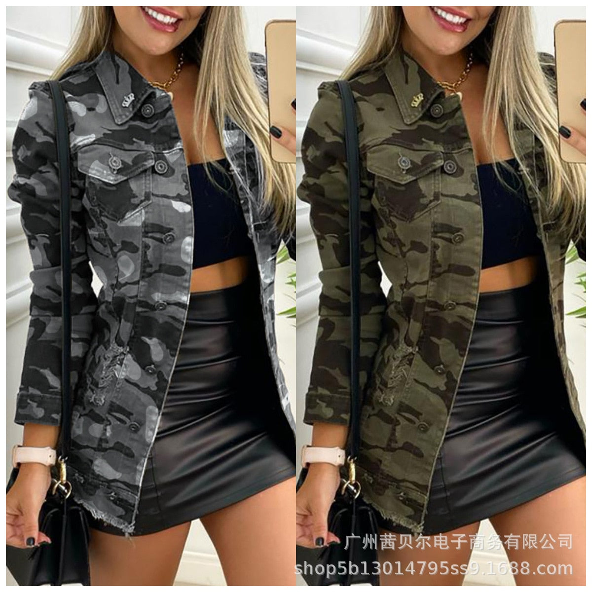 Prettyswomen Camouflage Casual Jacket Coats Women Autumn 2022 New Fashion Long Sleeve Jacket Coat