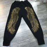 Thanksgiving Day Gifts Prettyswomen Autumn Winter Women's High Elastic Skinny Stretchy Trousers Women Hip Pants Golden Silver Rhinestone Wings Harajuku Harem Pants