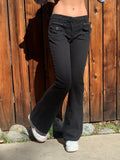 Vintage Elegant Black Pencil Jeans Women Skinny Low Waist Rise Denim Trousers Ladies Cotton Pocket Straight Pants