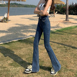 Prettyswomen Metal Jeans Buttons Jeans Trousers Women's Jeans Long Y2k Trousers for Girls Designer High Waist Loose Wide Leg Black Slit Pants