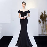 See-through Appliques Beaded Long Evening Dress Off the Shoulder Elegant Evening Party Dress Backless Mermaid Robe De Soriee