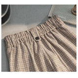 Christmas Gifts Autumn Winter Women Plaid  Pencil Pants Woolen Straight Trousers Female High Waist Loose England Style Ankle-Length Pants