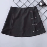 Graduation  Streetwear Mini Skirt Women Side split brooch High Waist Side Zipper Short Skirt Sexy Female A-Line Slim Hip Camo Skirts