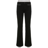 Vintage Elegant Black Pencil Jeans Women Skinny Low Waist Rise Denim Trousers Ladies Cotton Pocket Straight Pants