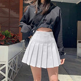 Women High Waist Pleated Skirts Girls Tennis School White/Black Mini Skirt Uniform Female Loose Casual Short Bottoms