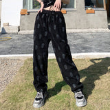 Prettyswomen Pants Women Summer Ladies Full Length Trousers Loose High Waist Casual Skulls Drawstring Fashion Popular Preppy Korean Style