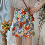 Short Skirt Female Korean Style High Waist Thin Section Hip Skirt Female New Ink Color Tie-dye All-match A-line Skirt