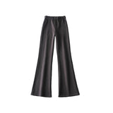 Prettyswomen New High Street Elastic Waist Solid Color Flare Pants For Women Spring Autumn Thick Casual Female Trouser BSXM