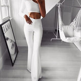 Summer Autumn Solid  Lady Women's Palazzo Flared Wide Killer Legs Pants High Waist OL Ladies Career Long Trousers