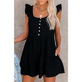 Prettyswomen 2023 Summer New Solid-Colored Short-Sleeved Open-Back One Piece Outfit  Black Jumpsuit Women