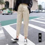 Beige High waist Casual Pants Women loose Spring Autumn 2022 New Women's Korean slim Harem pants Plus Size Nine pants 3XL