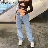 Prettyswomen Low Rise Jeans Women Baggy Jeans 2022 New Fashion Straight Leg Pants Y2k Denim Trousers Blue Vintage Mom Loose Low Waist Jeans