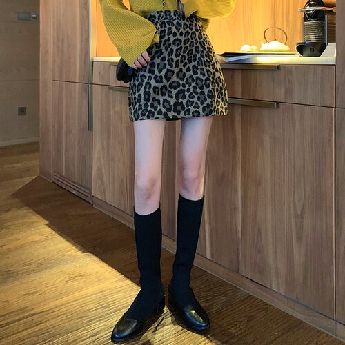 2022Summer  outdoor women's leopard high waist bag hip skirt snake skirtleather skirt skirt dance skirt fashion women's tights