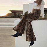 high waist leopard print flare leggings 2022 autumn winter women fashion sexy bodycon trousers club pants