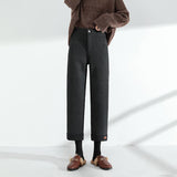 Christmas Gifts Autumn Winter Women Plaid  Pencil Pants Woolen Straight Trousers Female High Waist Loose England Style Ankle-Length Pants