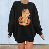 Prettyswomen Halloween Costume Funny Pumpkin Skull Print Funny Women Halloween Sweatshirts Casual Oversized Sweatshirt Streetwear Drop-Shoulder Fashion Tops