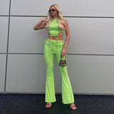 Prettyswomen Tracksuits Women'S Green Matching 2 Two Piece Set Short Sleeves T Shirt Sportswear Trousers Suit For Summer 2022 Legging Pants