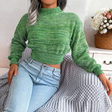 Thanksgiving Day Gifts Women 2022 New Fall Winter Fashion Colorful O Neck Long Sleeve Crop Knit Sweater For Ladies All Match Casual Tops