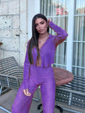 Prettyswomen Women's Shirt Pleated Two Piece Set 2022 Long Sleeve Shirt Tops And Wide Leg Pants Suits Elegant Casual Ladies Street Tracksuits