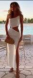 Prettyswomen Spaghetti Strap Cut Out White Summer Dress Women Backless Ruched Sexy Long Beach Party Dress Bodycon Maxi Dress Green