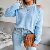 Thanksgiving Day Gifts 2022 New Women Causal Autumn Winter Off The Shoulder Solid Color Loose Knitted Sweater For Ladies Fashion All Match Tops