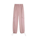 Thanksgiving Day Gifts Pink Cargo Pants Women Y2k Japanese Style Harajuku High Waist Trousers Ins Solid Causal Straight Baggy Wide Leg Bottoms