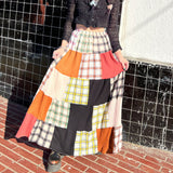 Prettyswomen Y2k Fairy Grunge Kawaii High-Waisted Vintage Brown Long Pleated Skirt Midi Skirt Women Korean Harajuku Retro Mall Goth Clothes