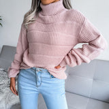 Thanksgiving Day Gifts Women 2022 New Autumn Winter Causal Turtleneck Long Sleeve Cutout Bottom Knit Sweater For Ladies Fashion All Match Tops