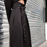 Thanksgiving Day Gifts Black Wide Leg Pants Suit Women Gothic Style Sashes High Waist Trousers 2022 Casual Mall Goth Cargo Pants Female Punk