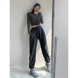 Prettyswomen 2022 New Arrival Autumn Korean Style Women All-Matched Cotton Ankle-Length Pants Casual Loose Elastic Waist Harem Pants P91