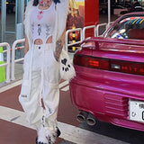 Prettyswomen 2022 Skeletons Graphic Bustier Tank Top Women Harajuku White Vintage Corset Tops Y2k Aesthetic Korean Fashion Casual Alt Clothes