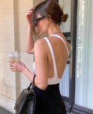 Prettyswomen Women One Shoulder Hollow Out Sexy Backless Sleeveless Summer Bodysuit Bodycon White Y2K Black Clothes Tops Casual