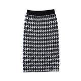 Graduation gifts  Women's Skirts for Autumn and Winter New High-waist Houndstooth Slim Wool Mid-length Versatile Slim Long Skirt
