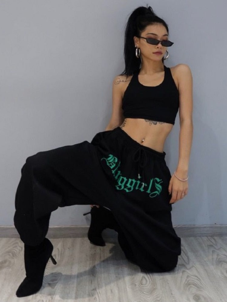 Prettyswomen  Gothic Streetwear Jogging Sweatpants Women Oversize Black Sports Pants Harajuku Gray Joggers Emo Trousers For Female