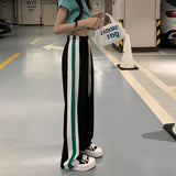 Prettyswomen Korean Style New Spring/Autumn Women Cotton Patchwork Full Length Pants Casual Loose Elastic Waist Cotton Straight Pants V516