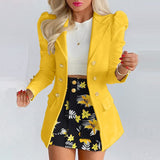 Prettyswomen 2022 Women Elegant Printed Suit Office Lady 2022 Spring New Double Breasted Small Jacket & High Waist Short Skirt Two-Piece Sets