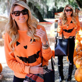 Prettyswomen Halloween Costume Hot Sale Women Halloween Pumpkin Print Long Sleeve Sweatshirt Pullover Tops Blouse Shirt Female Casual Hoodies Tracksuit 832710