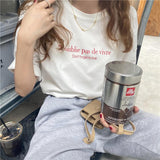 Prettyswomen 2022 New Arrival Summer College Style Women Casual Short Sleeve O-Neck T Shirt All-Matched Letter Print Cotton T-Shirt V355