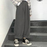 Prettyswomen Casual Pants Women Solid Simple Loose Chic Wide Leg Trousers Females Harajuku Streetwear Ulzzang New Pantalones De Mujer Unisex