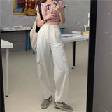 Thanksgiving Day Gifts Pink Cargo Pants Women Y2k Japanese Style Harajuku High Waist Trousers Ins Solid Causal Straight Baggy Wide Leg Bottoms