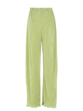 Prettyswomen Spring 2022 Pleated Womens Pants Fashion Elastic High Waist Wide Leg Pants Female Casual Green Loose Baggy Pants