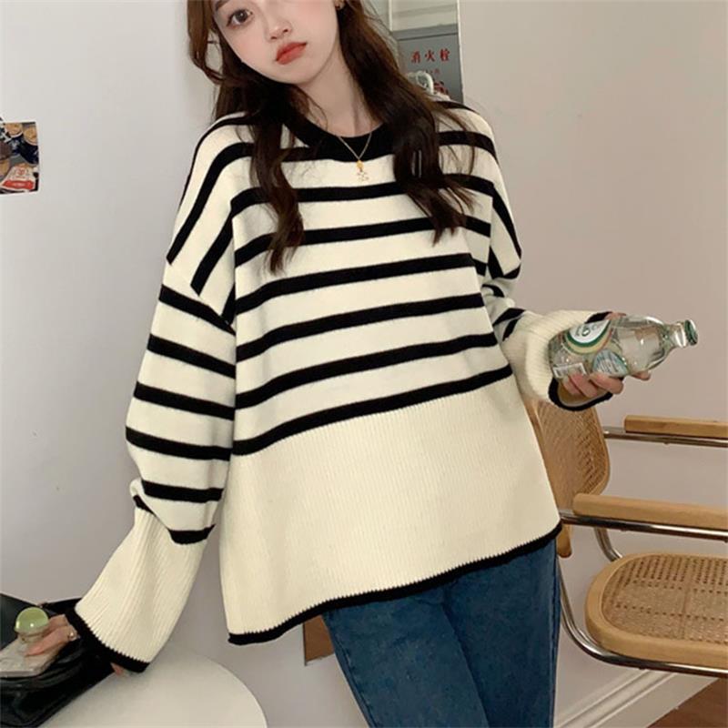 Black Friday Sales Autumn Winter Women Sweater Striped Pullover Jumper 2022 Traf Sweater Y2K Clothes Pull Jumpers Korean Tops Turtleneck Jersey