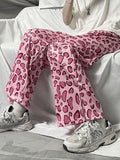 Women's pants Wide leg trousers summer street pink leopard print casual straight high waist slim tren y2k trouser suits harajuku