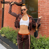 Prettyswomen 2022  Winter Tracksuit Jogging Women Letter Print Pantsuits Long Sleeve Tops And High Waist Trousers Urban Two Piece Set